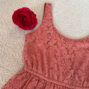 Peach Lace Babydoll Dress